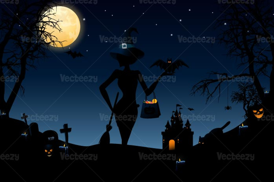 Halloween Night Vector Wallpaper
