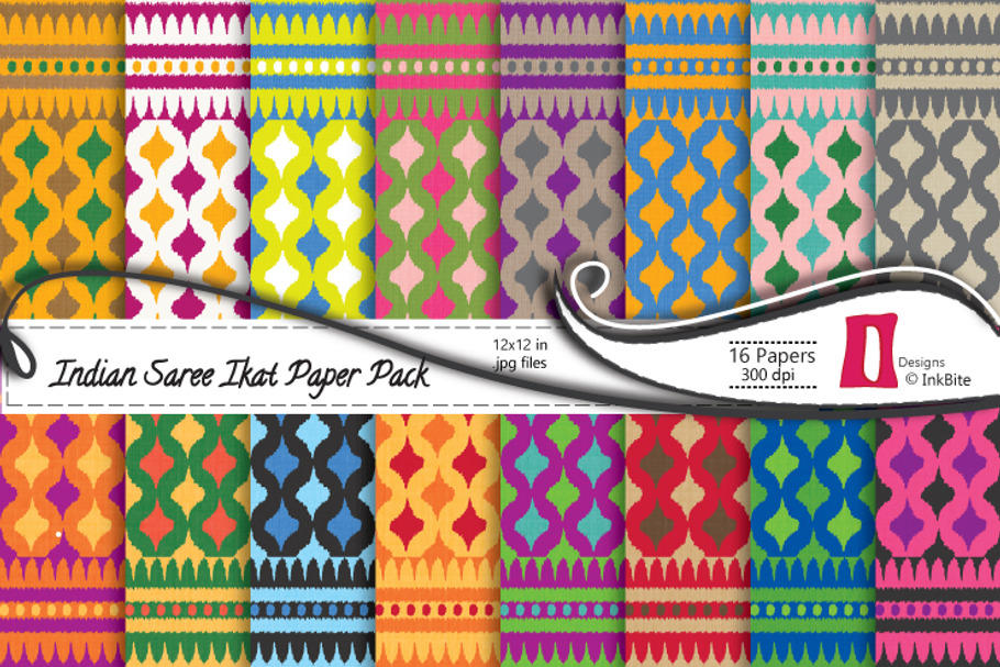 Indian Sari Paper Pack - Ikat in Patterns - product preview 8