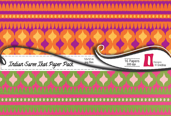 Indian Sari Paper Pack - Ikat in Patterns - product preview 1