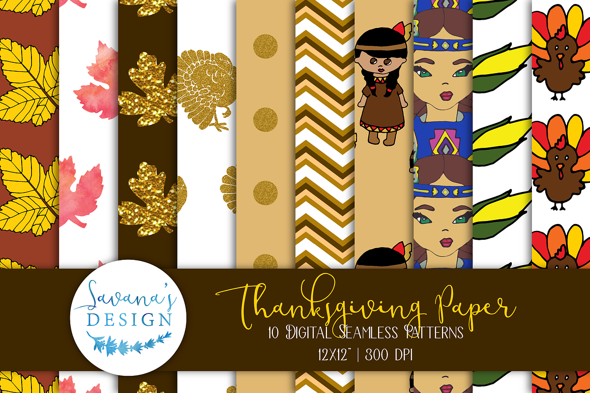 Thanksgiving Digital Paper in Patterns - product preview 8
