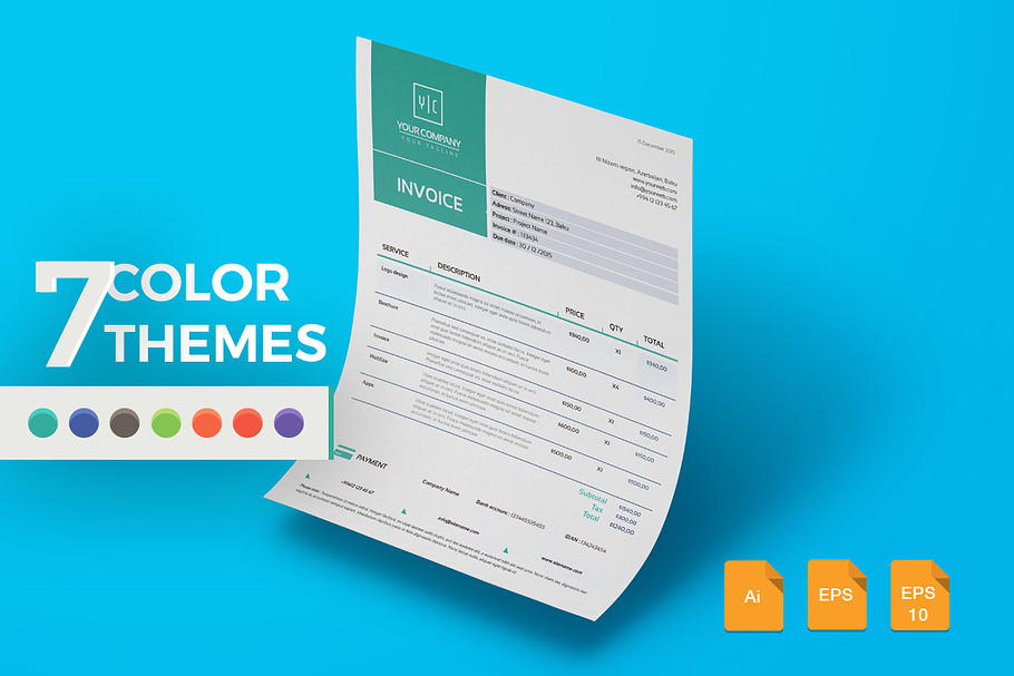 Clean Invoice Template in Stationery Templates - product preview 8