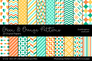 Green And Orange Digital Papers
