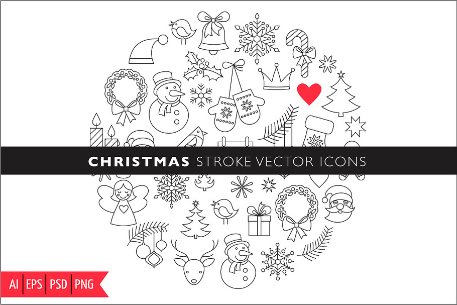 Christmas Stroke Icons set in Christmas Icons - product preview 8
