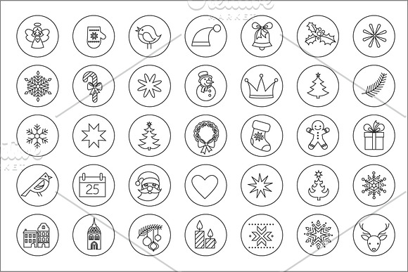 Christmas Stroke Icons set in Christmas Icons - product preview 1