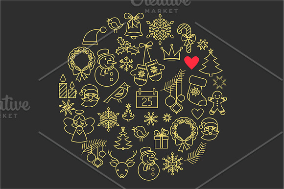 Christmas Stroke Icons set in Christmas Icons - product preview 4