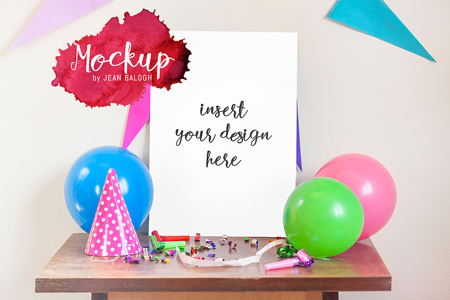 Party Mockup With Colorful Elements in Presentation Templates - product preview 8