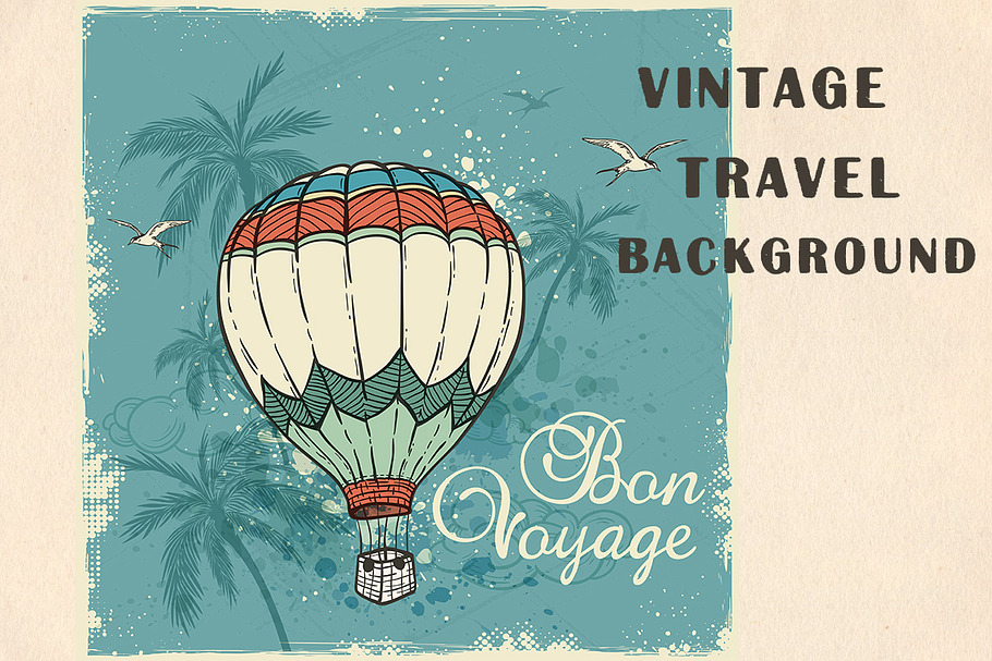 Vintage travel background in Illustrations - product preview 8