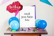 Party Mockup With Blue Elements