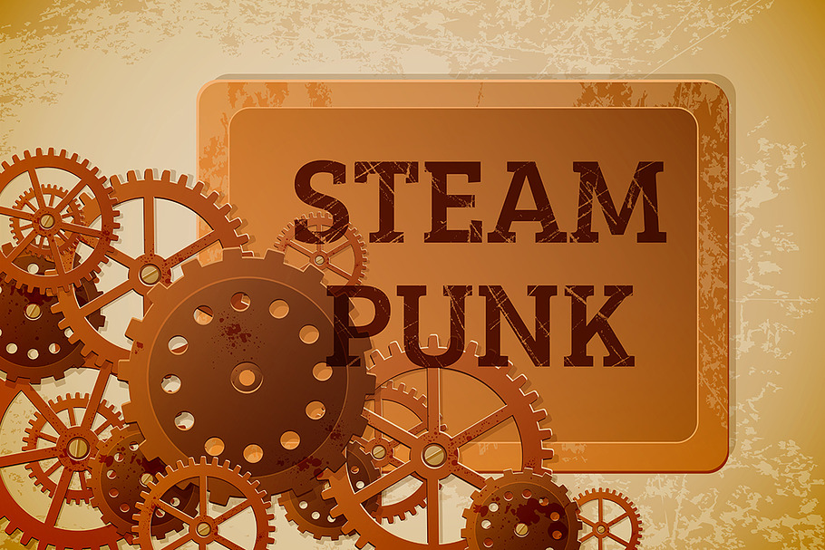 Vintage steampunk background in Illustrations - product preview 8