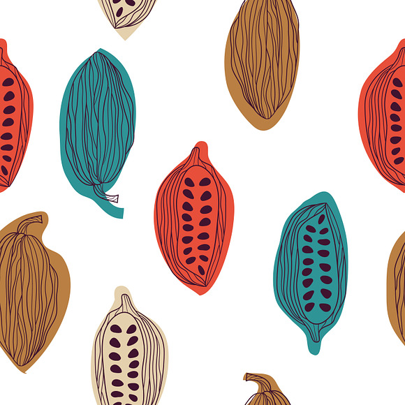 Cocoa beans pattern set  in Patterns - product preview 2