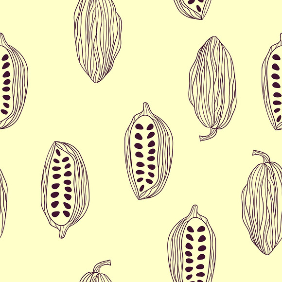 Cocoa beans pattern set  in Patterns - product preview 6