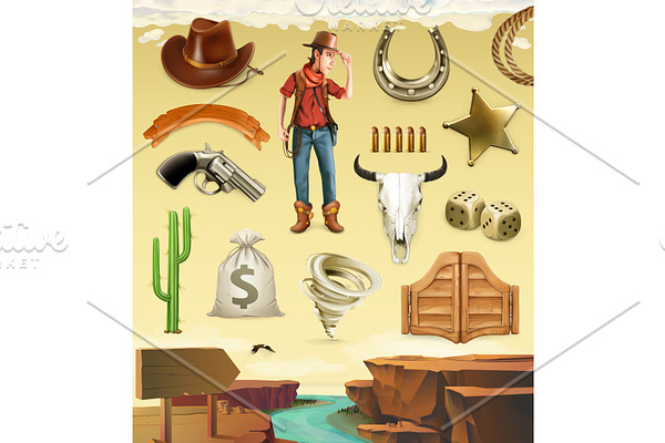 Cowboy. Western adventure. Game icon