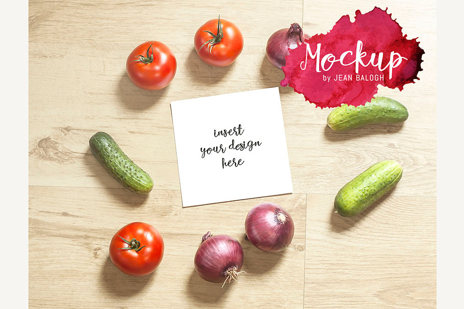 Square Card Mockup With Vegetables