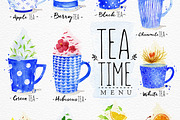 Watercolor Tea Menu