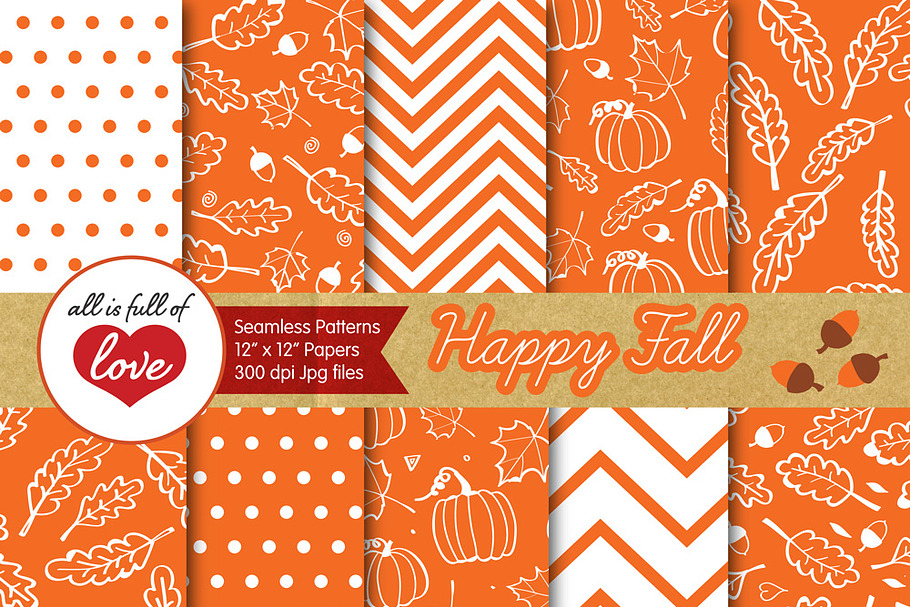 Orange Pumpkins Background Patterns in Patterns - product preview 8