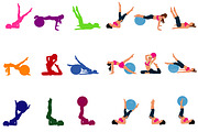 set of fitness icons, Pilates