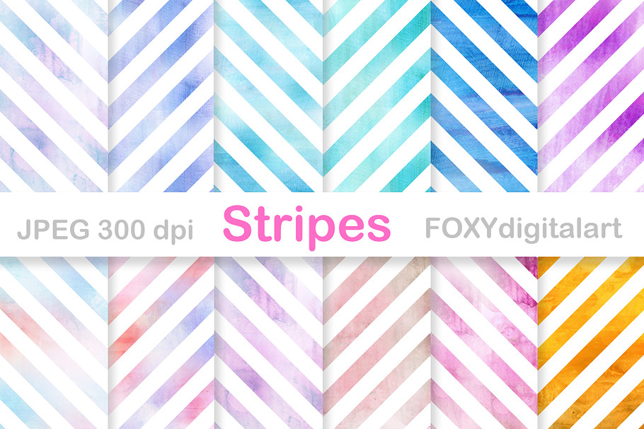 Watercolour Stripes Digital Papers