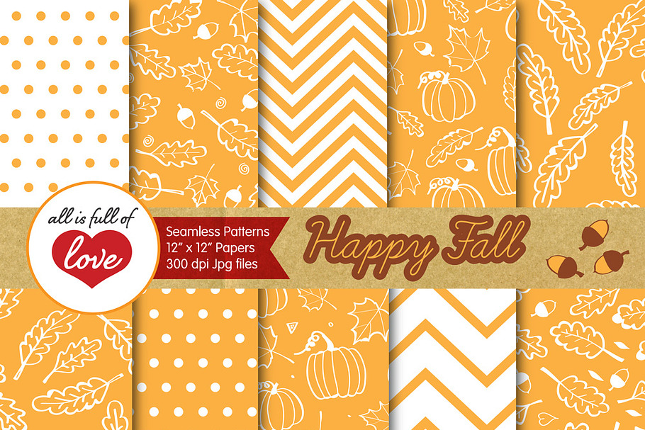 Yellow Digital Paper Autumn Backdrop in Patterns - product preview 8