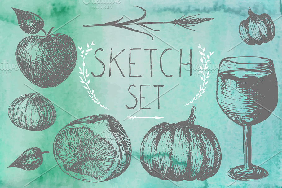 Sketch autumn set in Illustrations - product preview 8