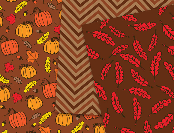 Brown Fall Foliage Backgrounds in Patterns - product preview 2