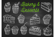 Bakery and desserts chalk sketches