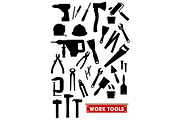 Work tools silhouette icons