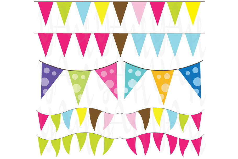 Colorful Bunting Clip Art in Illustrations - product preview 8