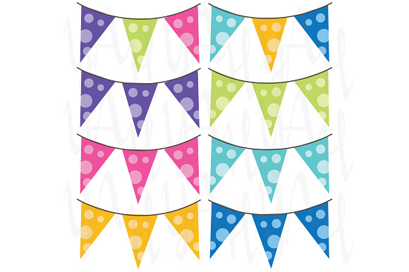 Colorful Bunting Clip Art in Illustrations - product preview 2