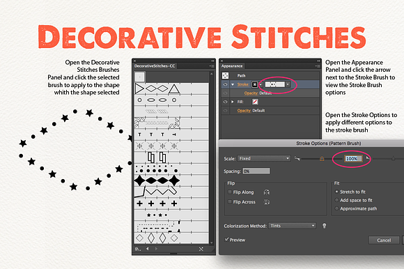 Decorative Stitch Brushes in Photoshop Brushes - product preview 4
