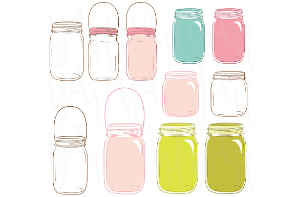 Wedding Flower Mason Jar in Illustrations - product preview 2