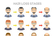 Vector hair loss stages