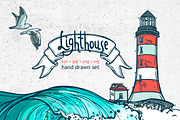 Hand drawn Lighthouse set