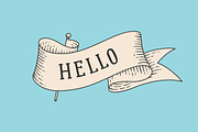 Old vintage ribbon and word Hello