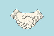 Vintage drawing of handshake