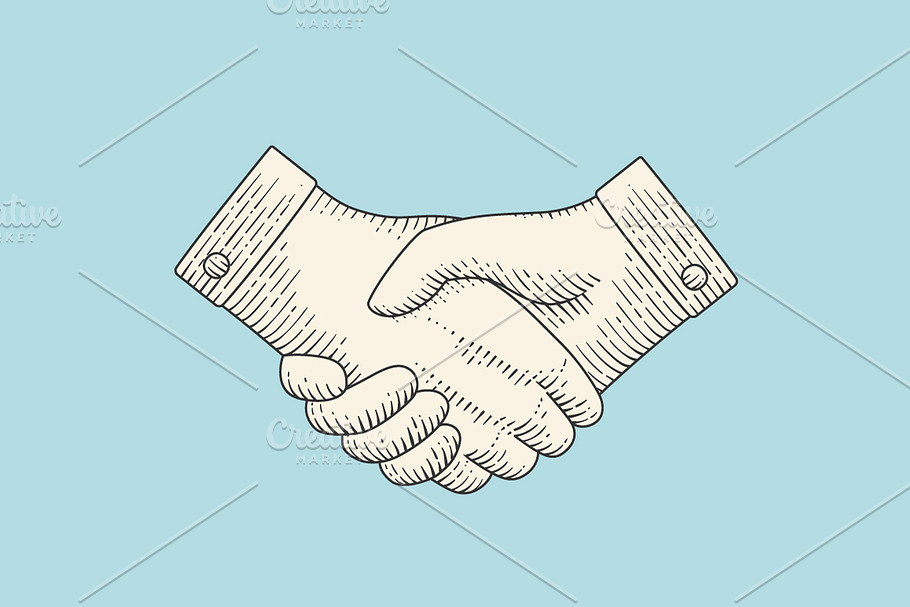 Vintage drawing of handshake in Illustrations - product preview 8
