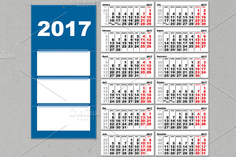 Quarterly Wall Calendar 2017 in Illustrations - product preview 8