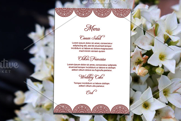 Wedding Menu Card Template