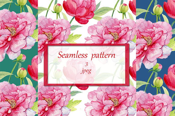 watercolor clipart /flowers peonies in Illustrations - product preview 2