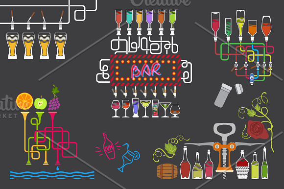 Retro Bar Decorations in Illustrations - product preview 3