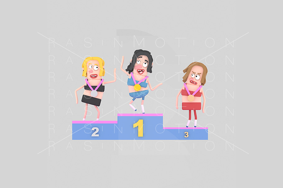 3d Illustration. Podium Women. in Illustrations - product preview 8