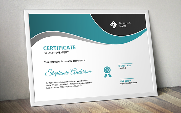 Modern docx corporate certificate in Stationery Templates - product preview 3