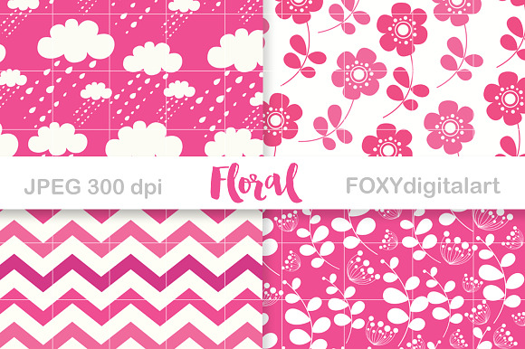 Digital Paper Floral Pink in Patterns - product preview 1