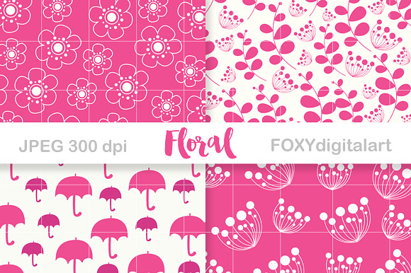 Digital Paper Floral Pink in Patterns - product preview 2