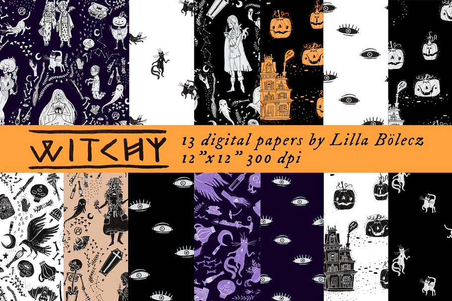 Witchy Halloween Digital Papers