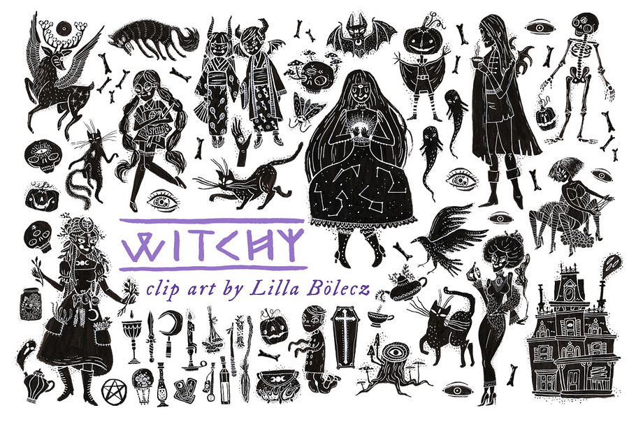 Witchy Halloween Clip Art in Illustrations - product preview 8