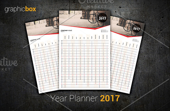 Year Planner 2017 in Stationery Templates - product preview 1