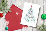 Christmas tree watercolor card