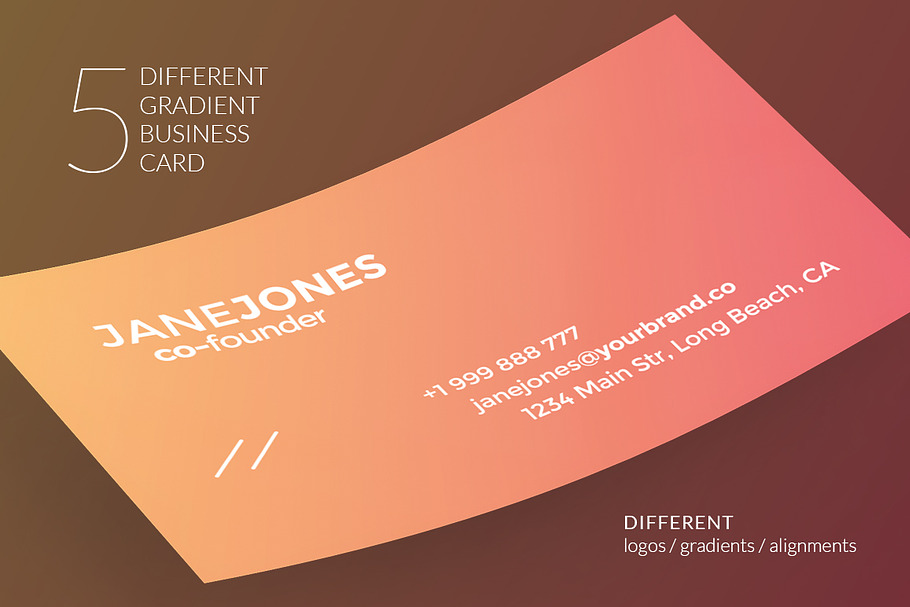 5 Different Gradient Business Card in Business Card Templates - product preview 8