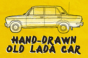 Hand-Drawn Old Lada Car