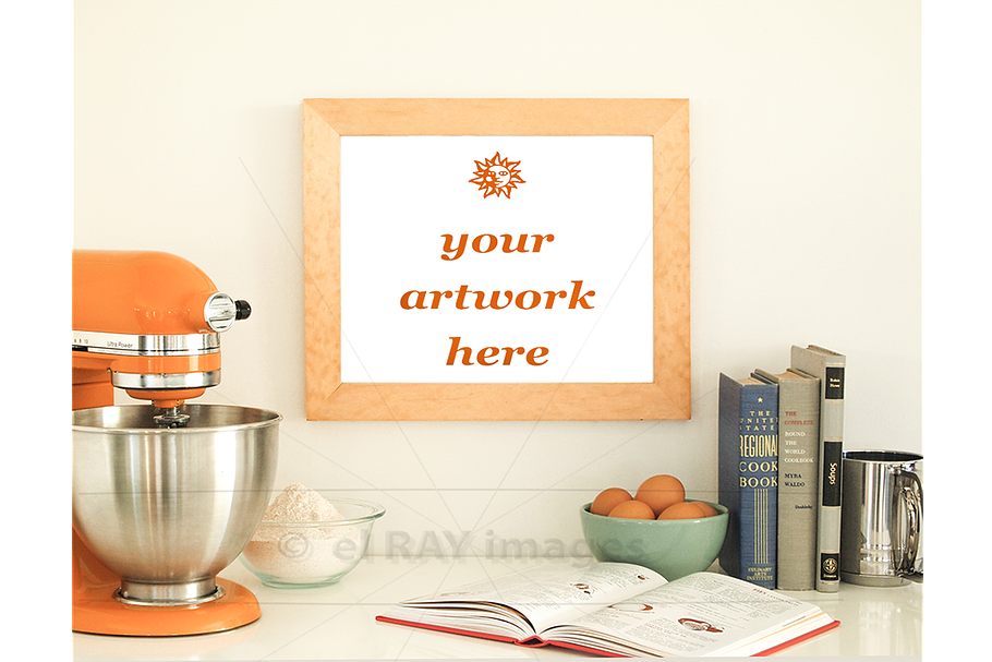 Orange Kitchen Theme Frame Mockup in Print Mockups - product preview 8